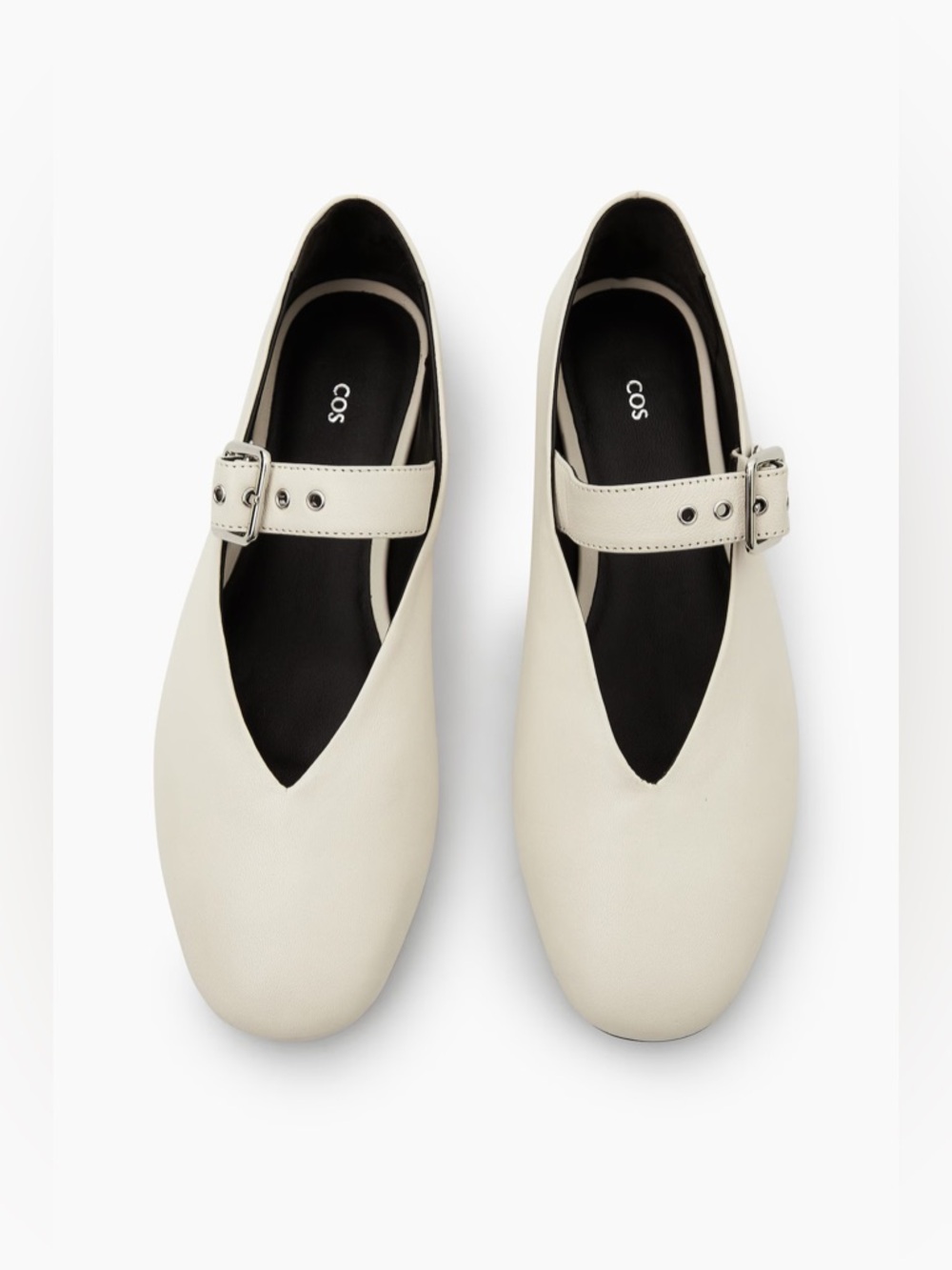 COS Buckled Ballet Flats MaryJanes Ivory Leather 39/8